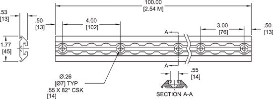 Angled L-Track 100"